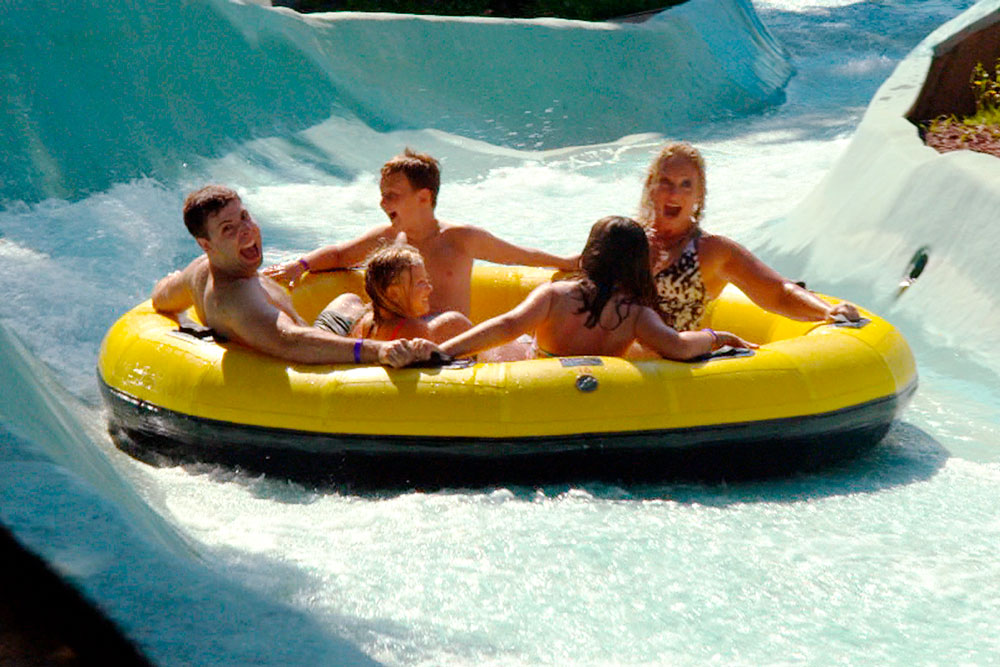 Family On Raft - Wild River Slide